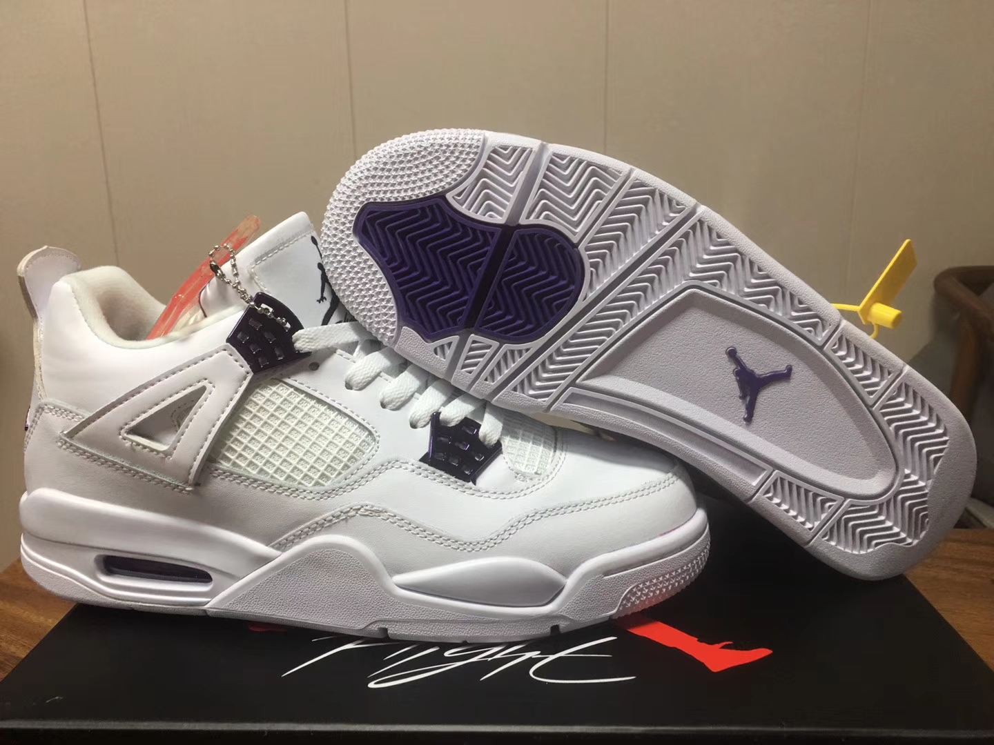 2020 Air Jordan 4 Retro White Purple Shoes - Click Image to Close